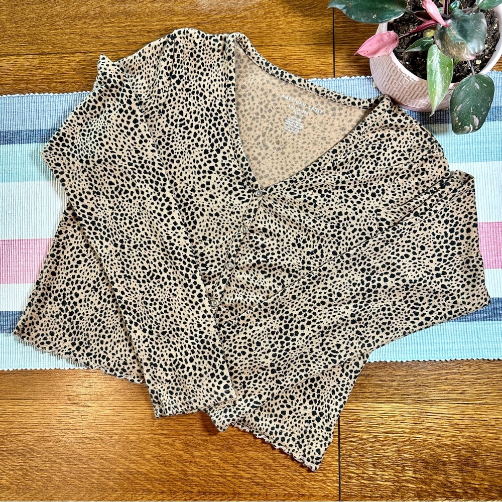 American Eagle Cheetah Print Cardigan Sweater